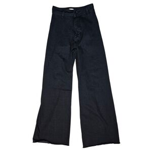 Zara High Waist Wide-leg Black Denim Jeans Raw Hem size 2